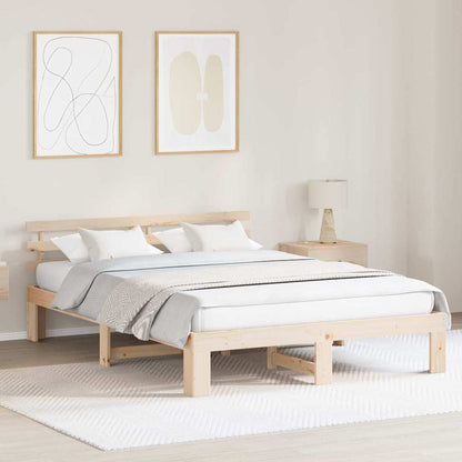 Bed Frame with Headboard Natural 160 x 200 cm Solid Pine Wood