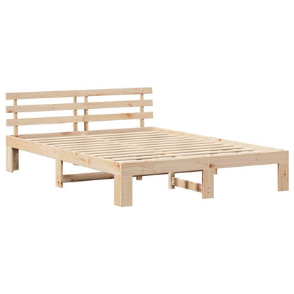 Bed Frame with Headboard Natural 160 x 200 cm Solid Pine Wood