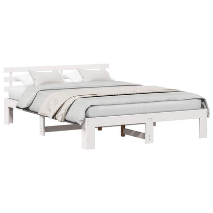 Bed Frame with Headboard White 160 x 200 cm Solid Pine Wood