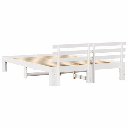 Bed Frame with Headboard White 160 x 200 cm Solid Pine Wood
