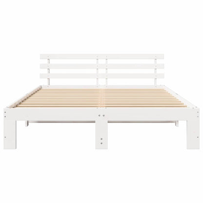 Bed Frame with Headboard White 160 x 200 cm Solid Pine Wood