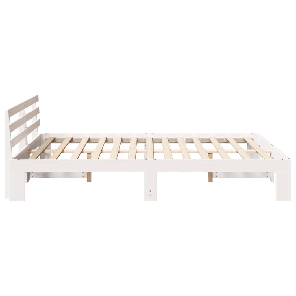 Bed Frame with Headboard White 160 x 200 cm Solid Pine Wood