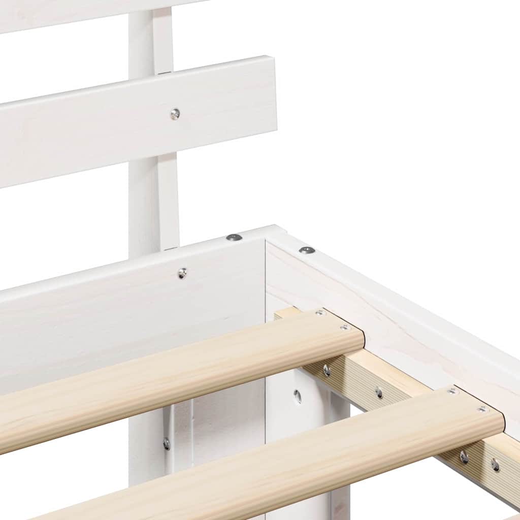 Bed Frame with Headboard White 150 x 200 cm Solid Pine Wood