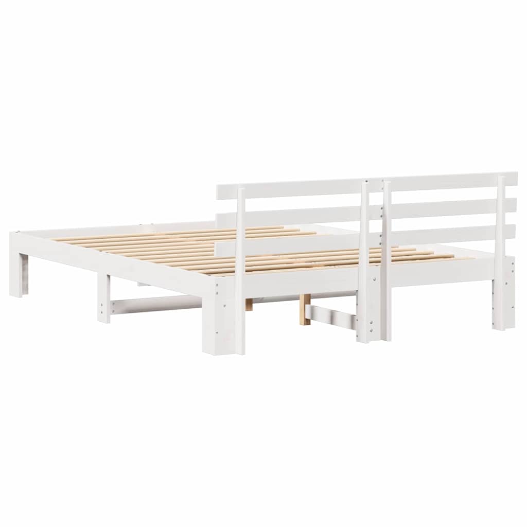 Bed Frame with Headboard White 140 x 200 cm Solid Pine Wood