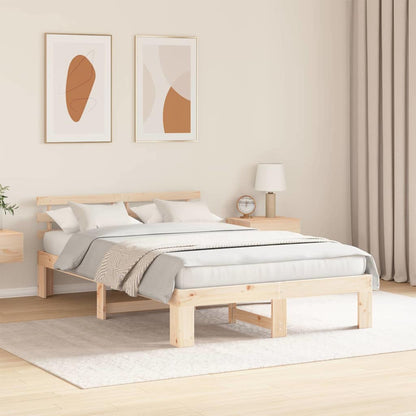 Bed Frame with Headboard Natural 120 x 200 cm Solid Pine Wood