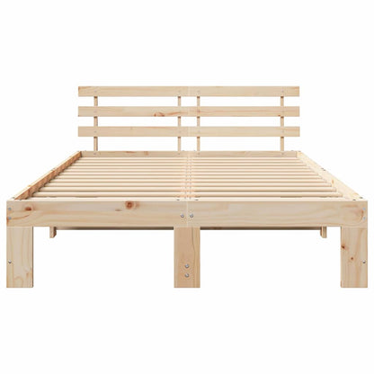 Bed Frame with Headboard Natural 140 x 190 cm Solid Pine Wood