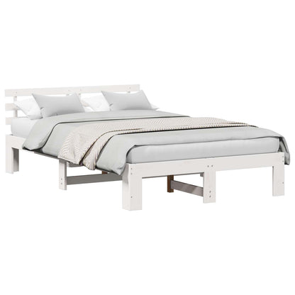 Bed Frame with Headboard White 140 x 190 cm Solid Pine Wood