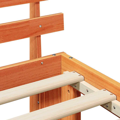 Bed Frame with Headboard Wax Brown 140 x 190 cm Solid Pine Wood