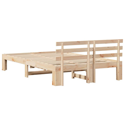 Bed Frame with Headboard Natural 135 x 190 cm Solid Pine Wood