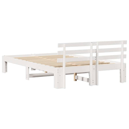 Bed Frame with Headboard White 135 x 190 cm Solid Pine Wood