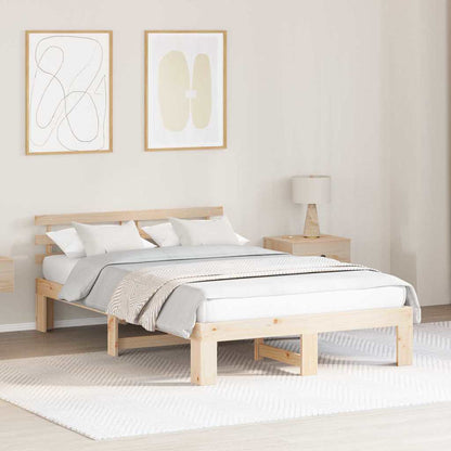 Bed Frame with Headboard Natural 120 x 190 cm Solid Pine Wood