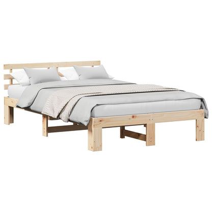 Bed Frame with Headboard Natural 120 x 190 cm Solid Pine Wood