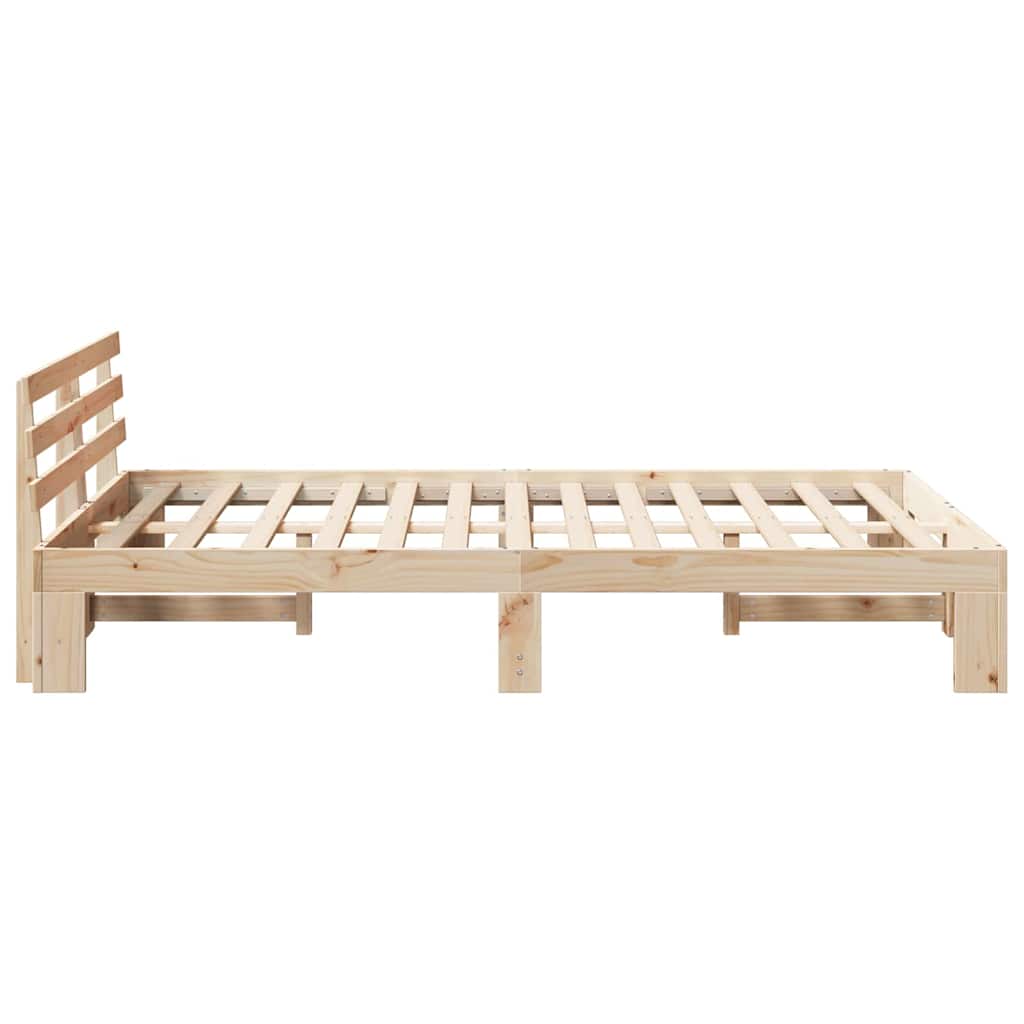 Bed Frame with Headboard Natural 120 x 190 cm Solid Pine Wood