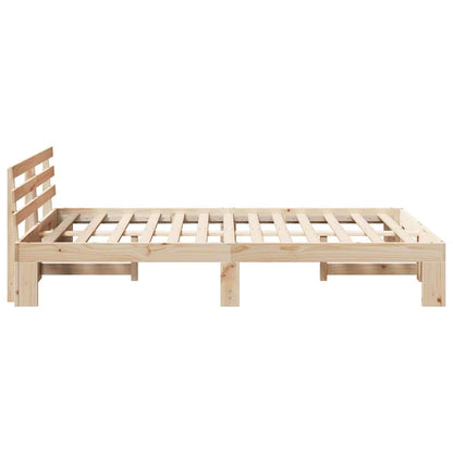 Bed Frame with Headboard Natural 120 x 190 cm Solid Pine Wood