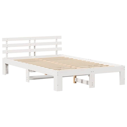 Bed Frame with Headboard White 120 x 190 cm Solid Pine Wood