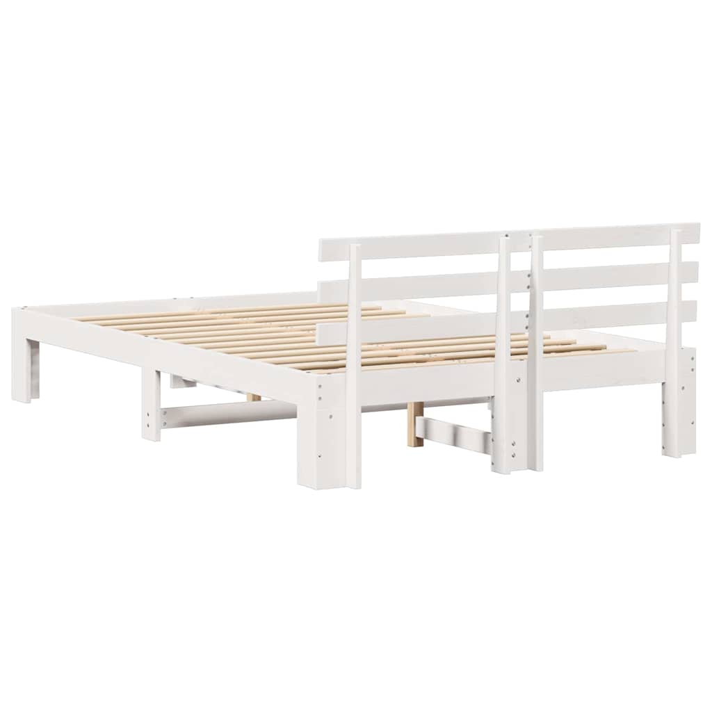 Bed Frame with Headboard White 120 x 190 cm Solid Pine Wood