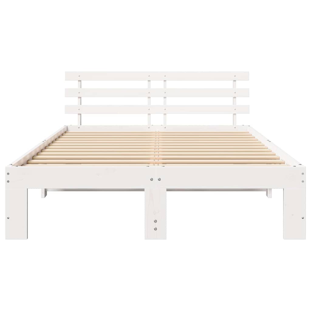 Bed Frame with Headboard White 120 x 190 cm Solid Pine Wood