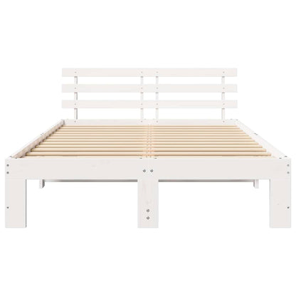 Bed Frame with Headboard White 120 x 190 cm Solid Pine Wood