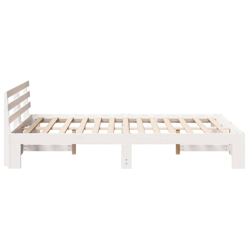 Bed Frame with Headboard White 120 x 190 cm Solid Pine Wood