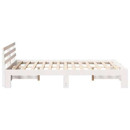 Bed Frame with Headboard White 120 x 190 cm Solid Pine Wood