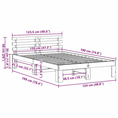 Bed Frame with Headboard White 120 x 190 cm Solid Pine Wood