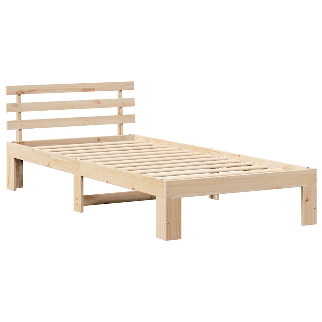 Bed Frame with Headboard Natural 100 x 200 cm Solid Pine Wood