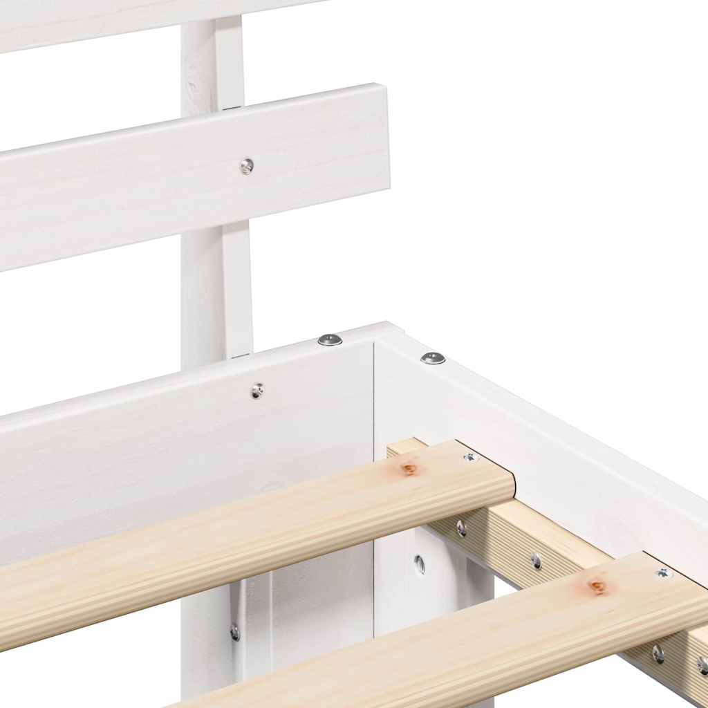 Bed Frame with Headboard White 100 x 200 cm Solid Pine Wood
