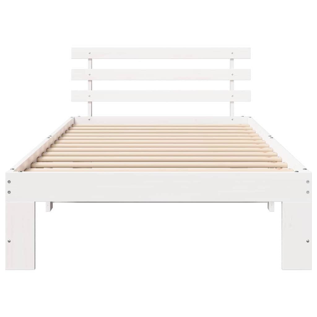 Bed Frame with Headboard White 100 x 200 cm Solid Pine Wood