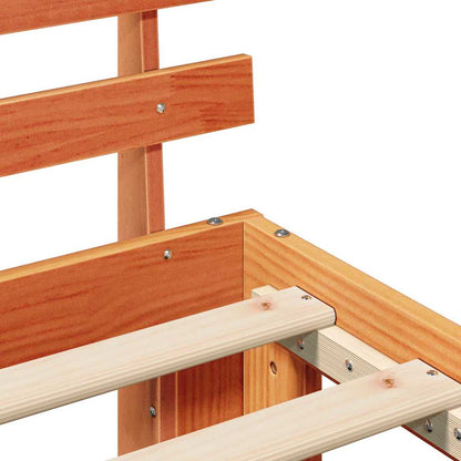 Bed Frame with Headboard Wax Brown 100 x 200 cm Solid Pine Wood