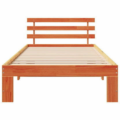 Bed Frame with Headboard Wax Brown 100 x 200 cm Solid Pine Wood