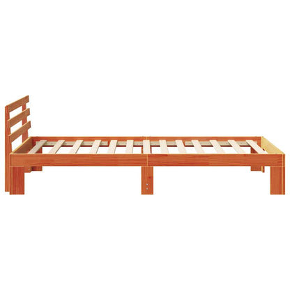 Bed Frame with Headboard Wax Brown 100 x 200 cm Solid Pine Wood