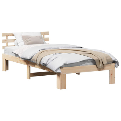 Bed Frame with Headboard Natural 90 x 200 cm Solid Pine Wood