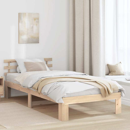 Bed Frame with Headboard Natural 80 x 200 cm Solid Pine Wood