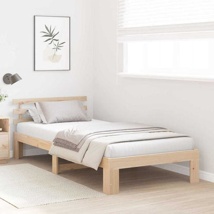 Bed Frame with Headboard Natural 80 x 200 cm Solid Pine Wood