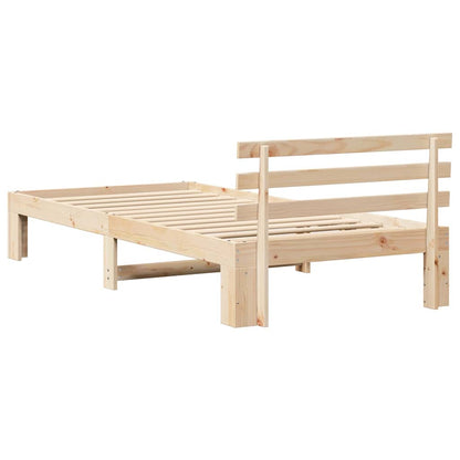 Bed Frame with Headboard Natural 80 x 200 cm Solid Pine Wood