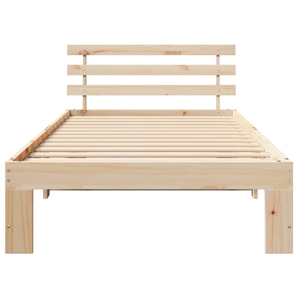 Bed Frame with Headboard Natural 80 x 200 cm Solid Pine Wood