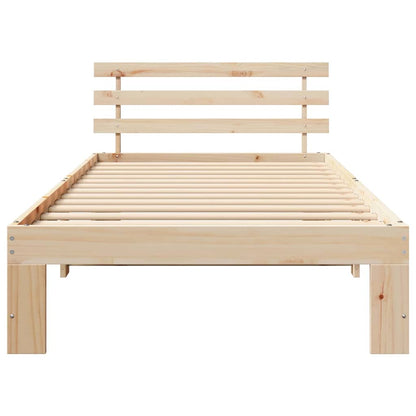 Bed Frame with Headboard Natural 80 x 200 cm Solid Pine Wood