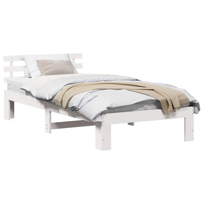 Bed Frame with Headboard White 80 x 200 cm Solid Pine Wood