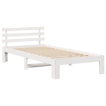 Bed Frame with Headboard White 80 x 200 cm Solid Pine Wood