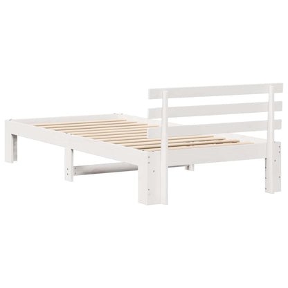 Bed Frame with Headboard White 75 x 190 cm Solid Pine Wood