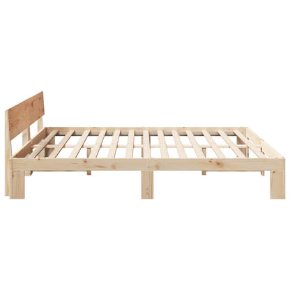 Bed Frame with Headboard Natural 200 x 200 cm Solid Pine Wood