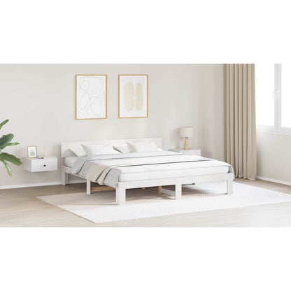 Bed Frame with Headboard White 180 x 200 cm Solid Pine Wood