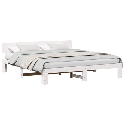 Bed Frame with Headboard White 180 x 200 cm Solid Pine Wood