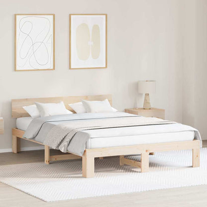 Bed Frame with Headboard Natural 150 x 200 cm Solid Pine Wood