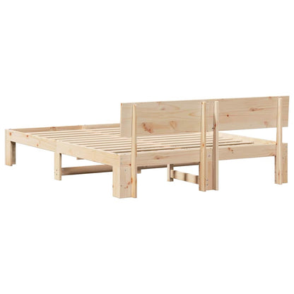 Bed Frame with Headboard Natural 150 x 200 cm Solid Pine Wood