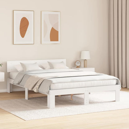 Bed Frame with Headboard White 140 x 200 cm Solid Pine Wood