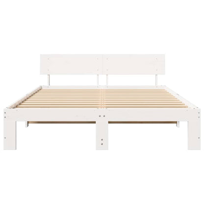 Bed Frame with Headboard White 140 x 200 cm Solid Pine Wood