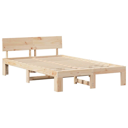 Bed Frame with Headboard Natural 120 x 200 cm Solid Pine Wood