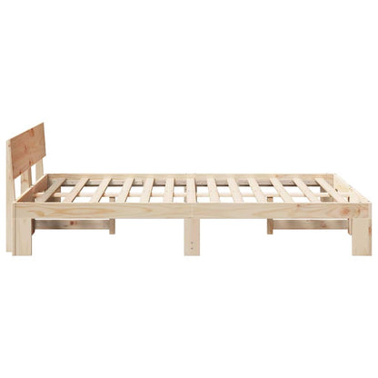 Bed Frame with Headboard Natural 120 x 200 cm Solid Pine Wood