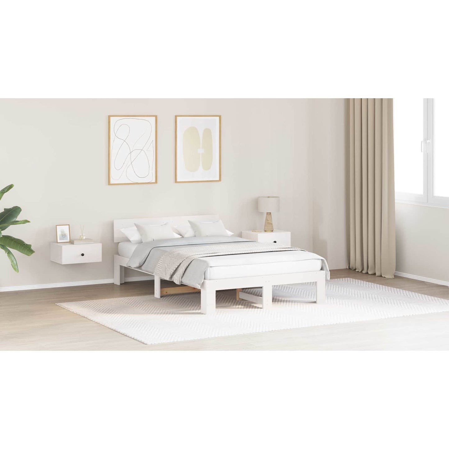 Bed Frame with Headboard White 120 x 200 cm Solid Pine Wood